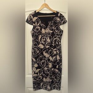 Floral Aubergine and Cream Sheath Dress